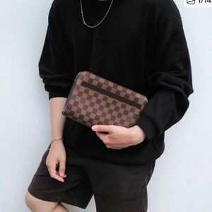 Checkered Brown Men's Clutch